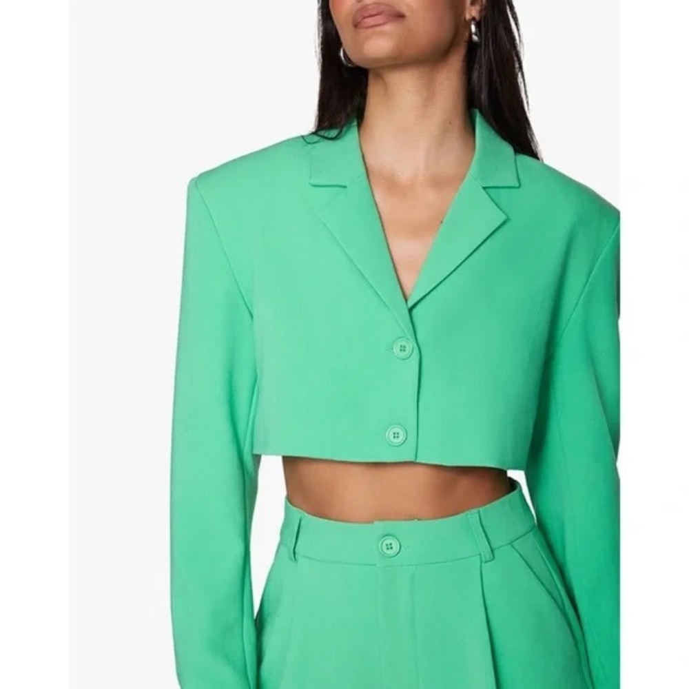 WeWoreWhat Green Cropped Blazer - Picture 4 of 5
